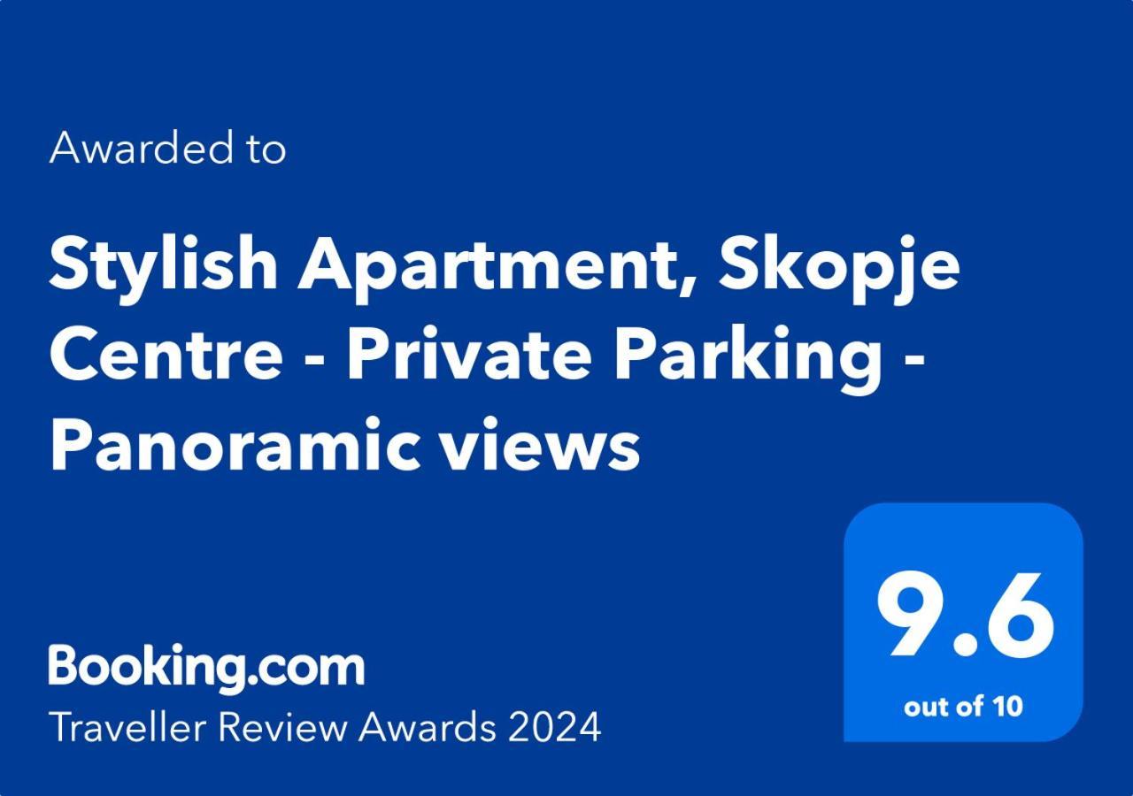 Stylish Apartment, Skopje Centre - Private Parking - Panoramic Views المظهر الخارجي الصورة